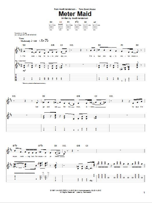 Download Scott Henderson Meter Maid Sheet Music and learn how to play Guitar Tab PDF digital score in minutes