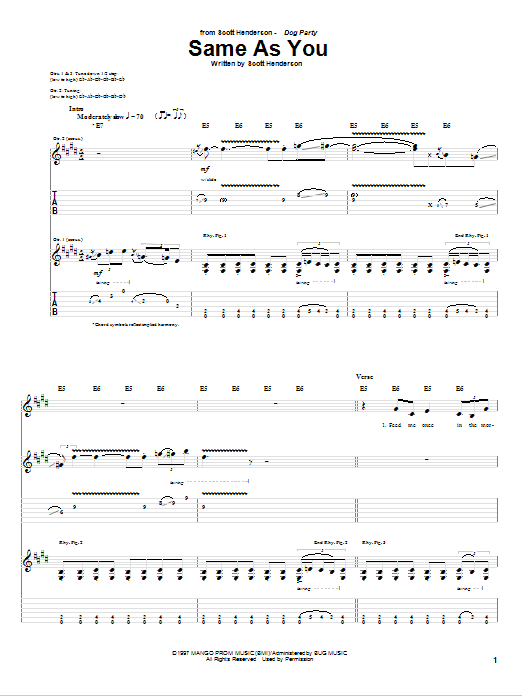 Download Scott Henderson Same As You Sheet Music and learn how to play Guitar Tab PDF digital score in minutes