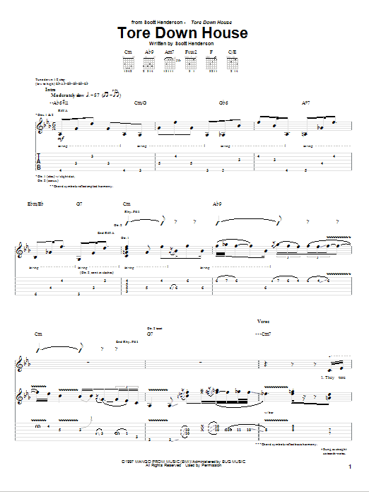 Download Scott Henderson Tore Down House Sheet Music and learn how to play Guitar Tab PDF digital score in minutes