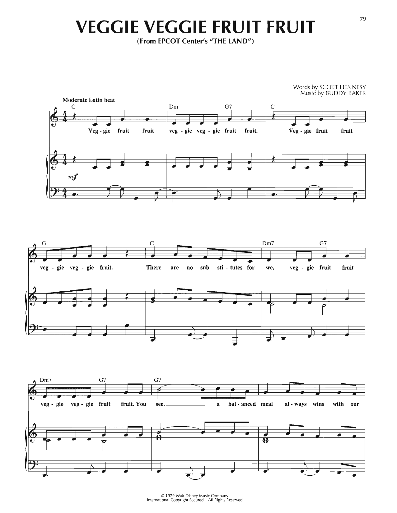 Download Scott Hennesy Veggie Veggie Fruit Fruit Sheet Music and learn how to play Piano, Vocal & Guitar Chords (Right-Hand Melody) PDF digital score in minutes