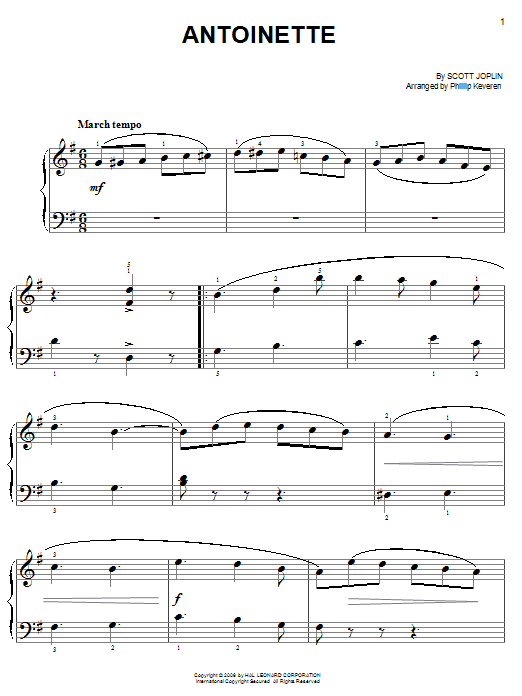 Download Scott Joplin Antoinette Sheet Music and learn how to play Easy Piano PDF digital score in minutes