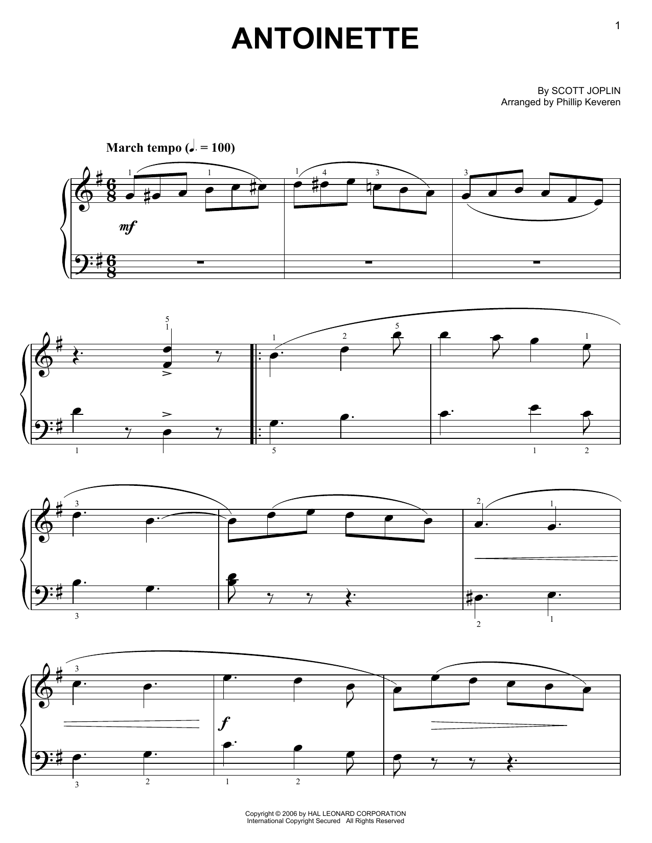 Download Scott Joplin Antoinette Sheet Music and learn how to play Piano Solo PDF digital score in minutes