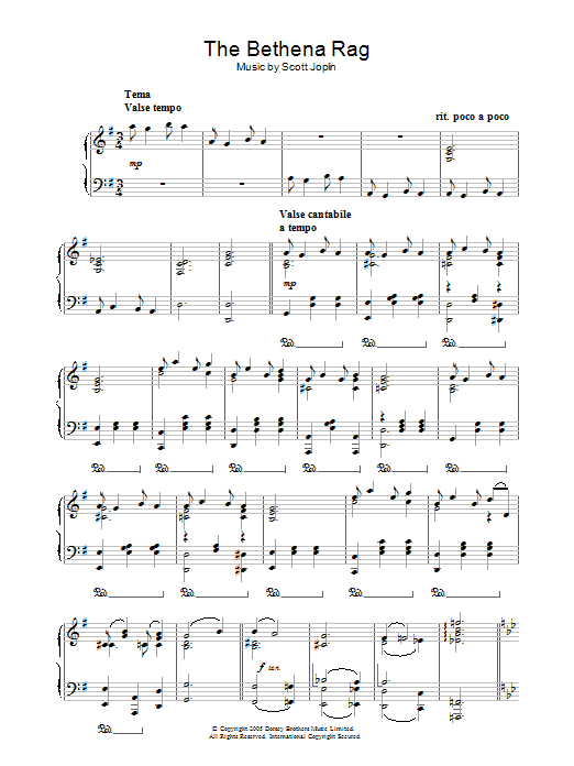 Download Scott Joplin Bethena Rag Sheet Music and learn how to play Piano PDF digital score in minutes