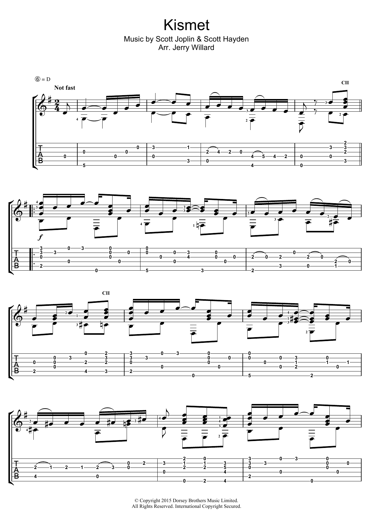 Download Scott Joplin Kismet Sheet Music and learn how to play Guitar Tab PDF digital score in minutes