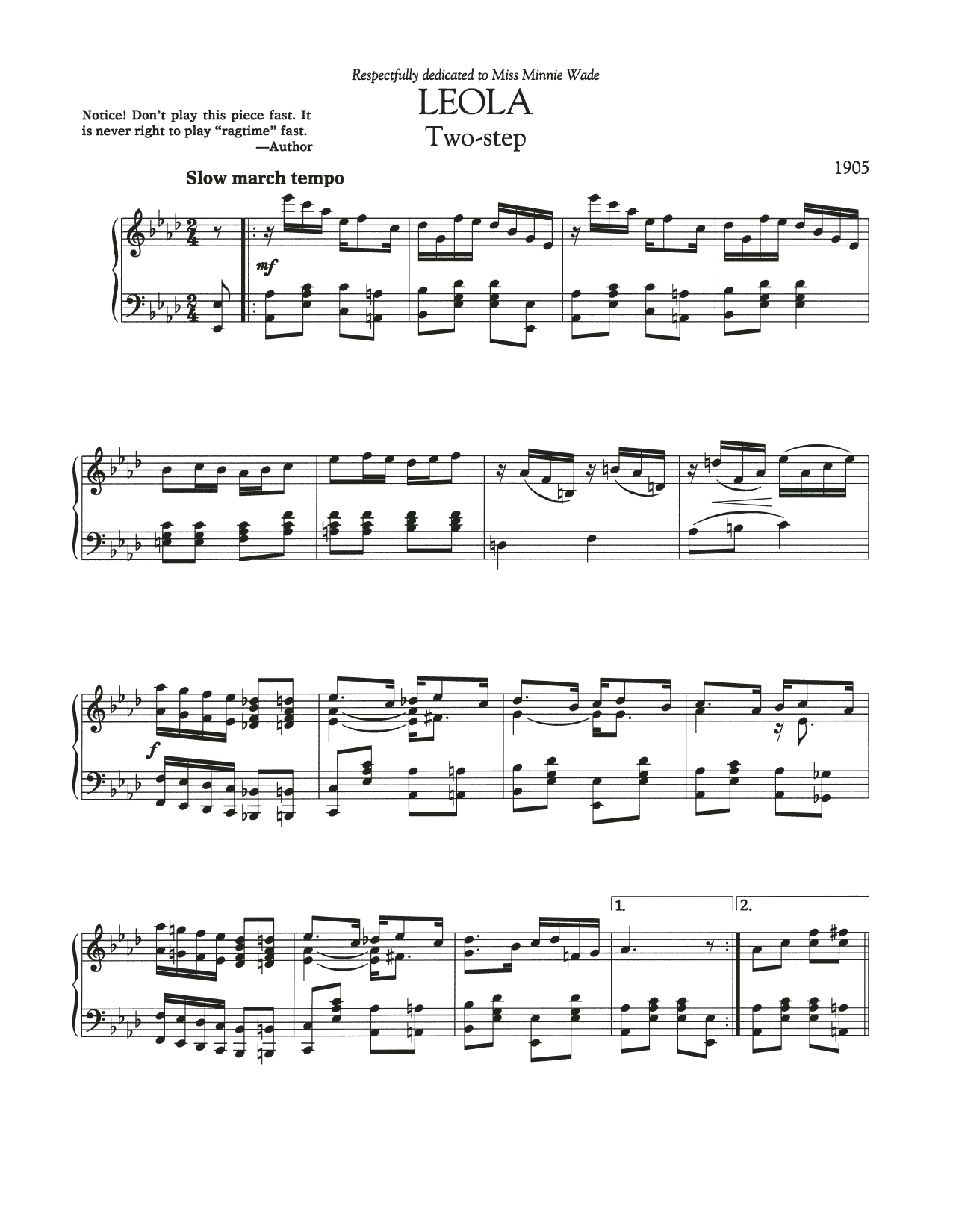 Download Scott Joplin Leola Sheet Music and learn how to play Piano Solo PDF digital score in minutes