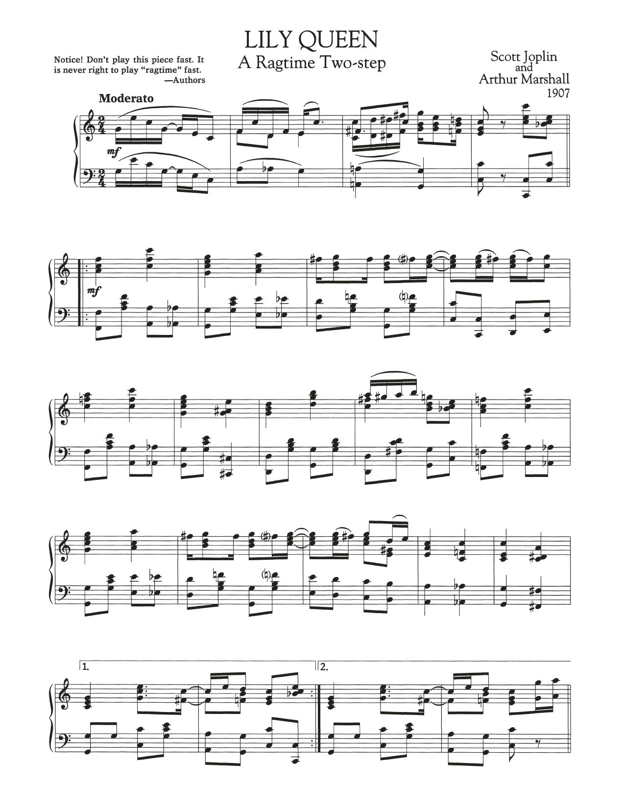 Download Scott Joplin Lily Queen Sheet Music and learn how to play Piano Solo PDF digital score in minutes