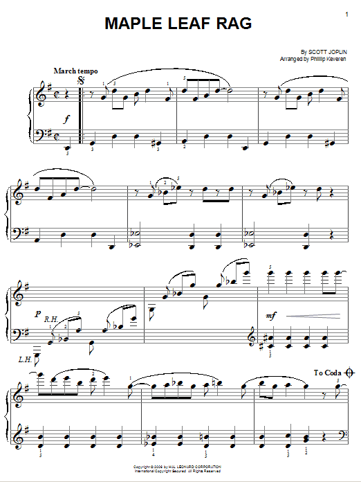 Download Scott Joplin Maple Leaf Rag Sheet Music and learn how to play Easy Piano PDF digital score in minutes
