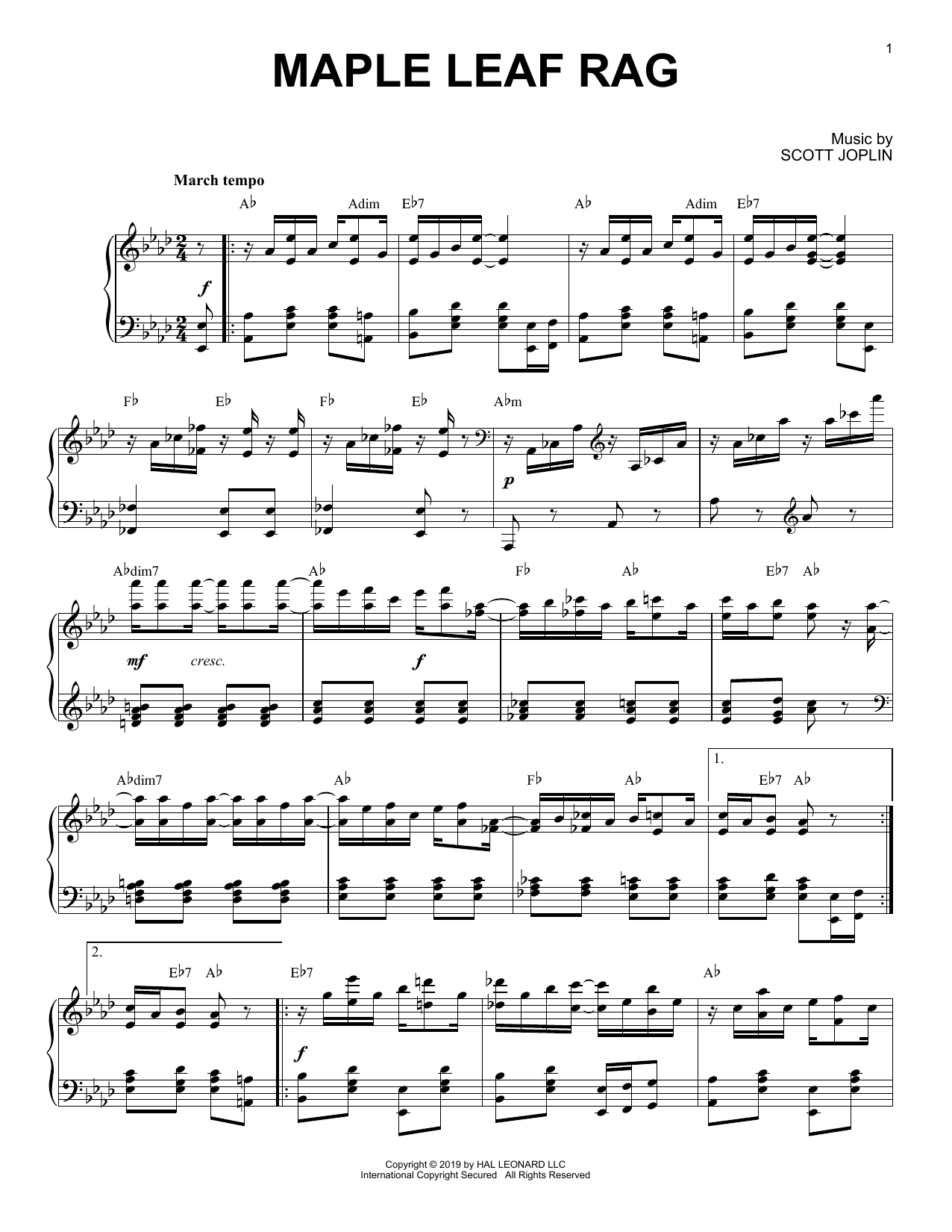 Download Scott Joplin Maple Leaf Rag [Jazz version] Sheet Music and learn how to play Piano Solo PDF digital score in minutes