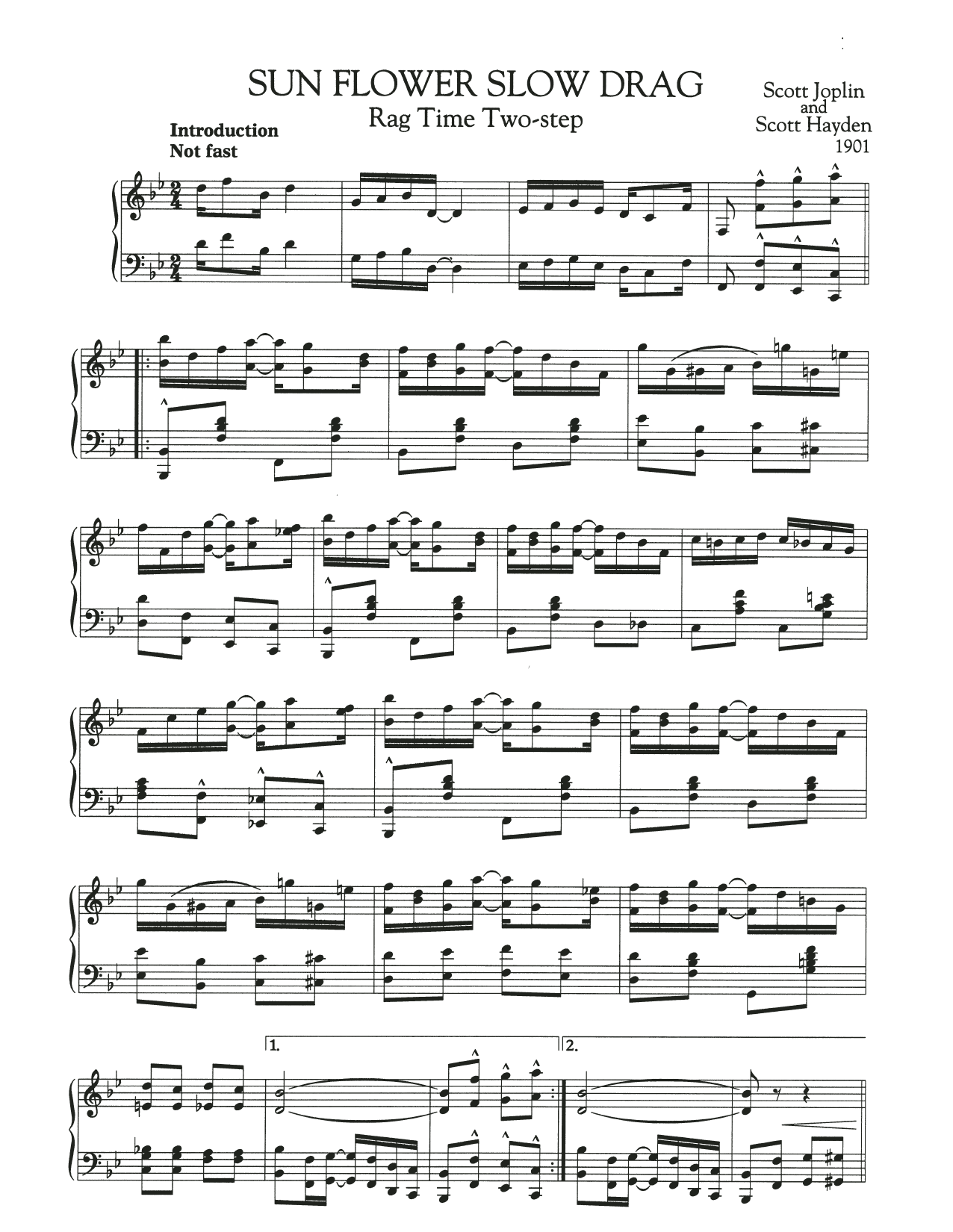 Download Scott Joplin Sun Flower Slow Drag Sheet Music and learn how to play Piano Solo PDF digital score in minutes
