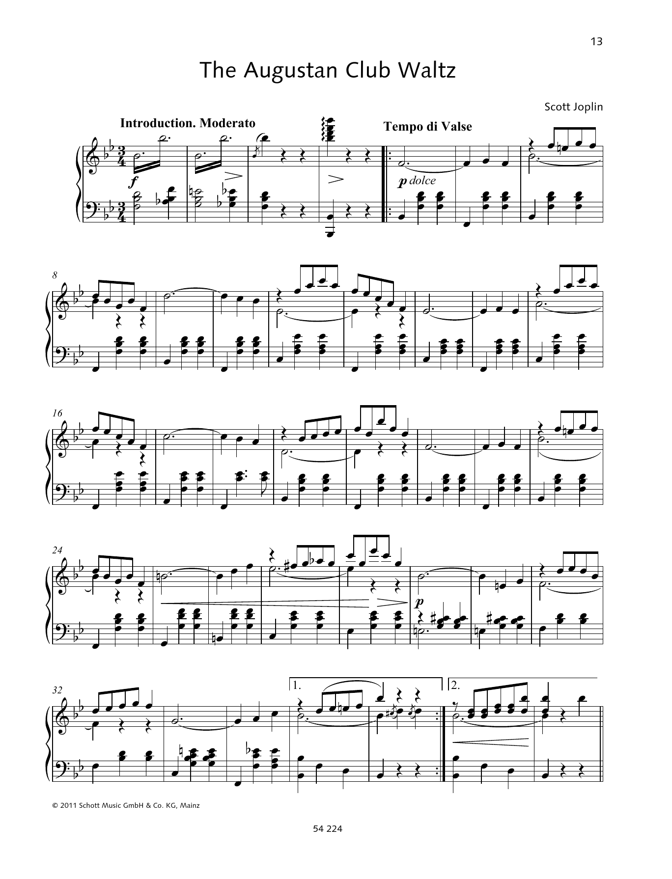 Download Scott Joplin The Augustan Club Waltz Sheet Music and learn how to play Piano Solo PDF digital score in minutes