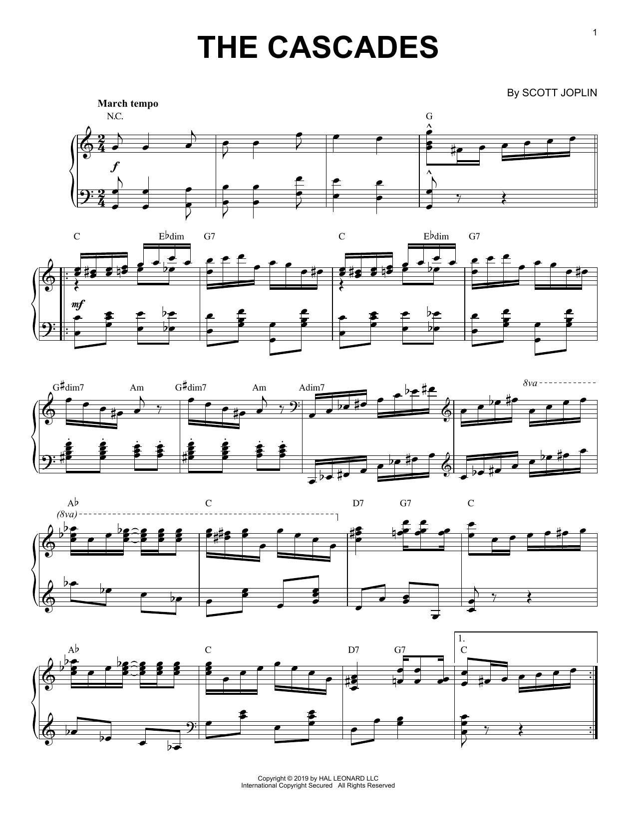 Download Scott Joplin The Cascades [Jazz version] Sheet Music and learn how to play Piano Solo PDF digital score in minutes