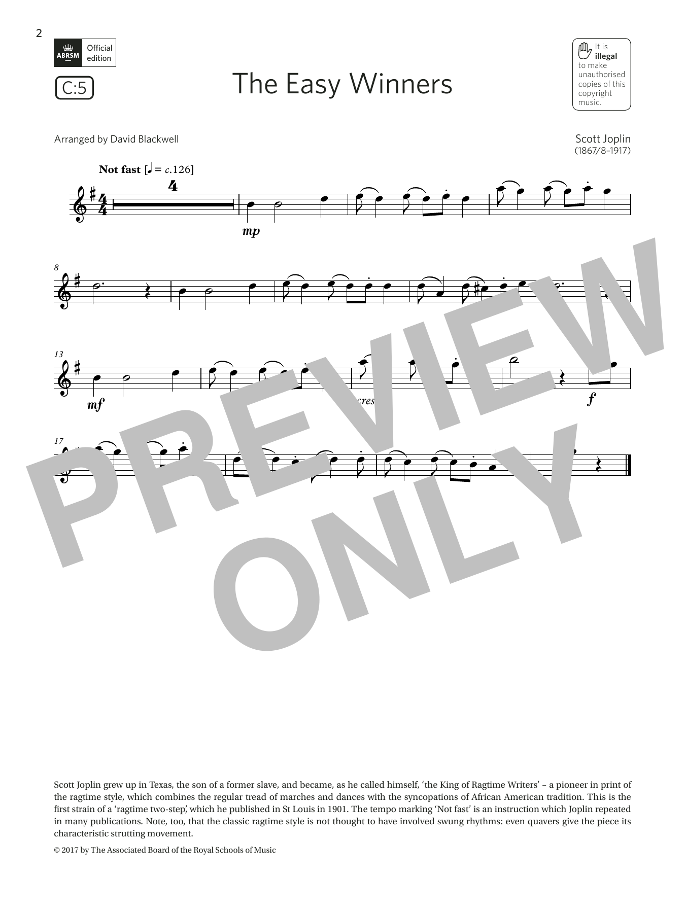 Download Scott Joplin The Easy Winners (Grade 1 List C5 from the ABRSM Flute syllabus from 2022) Sheet Music and learn how to play Flute Solo PDF digital score in minutes
