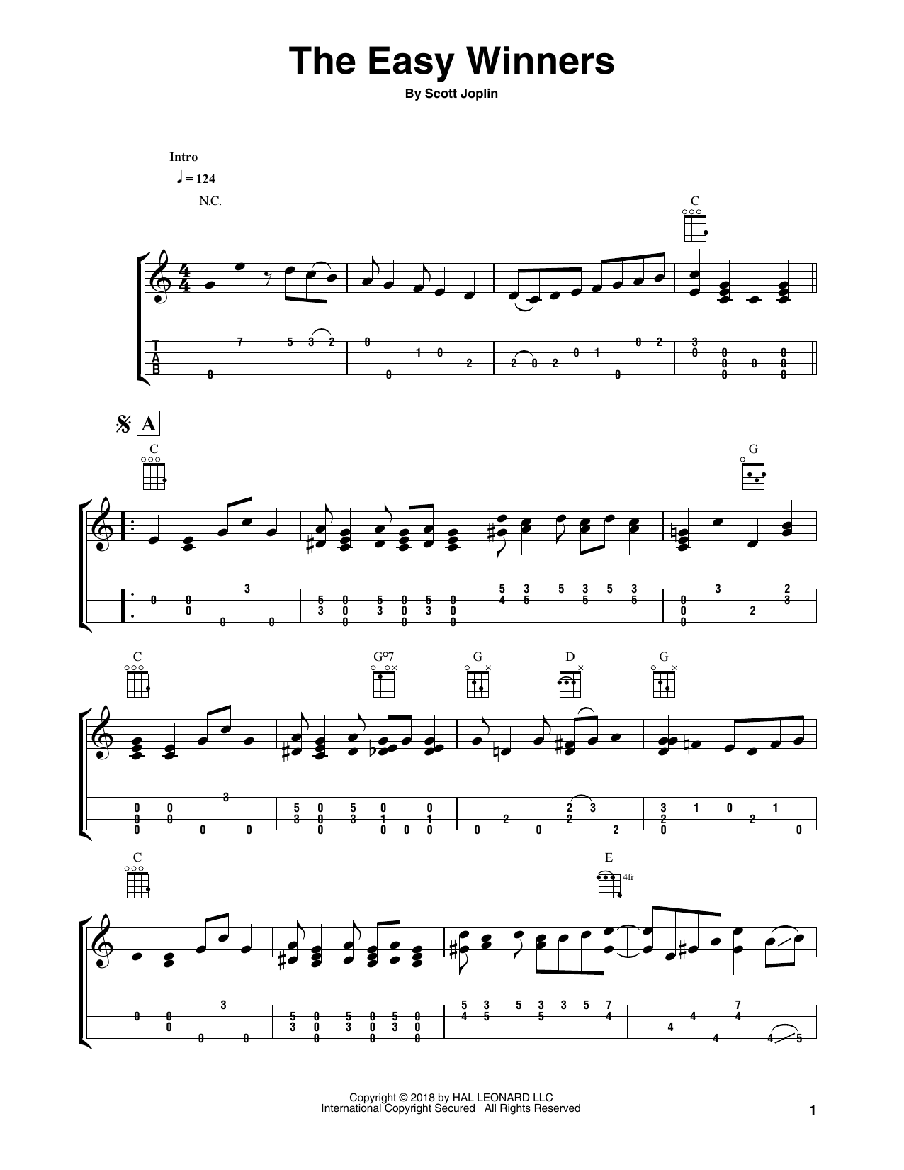 Download Fred Sokolow The Easy Winners Sheet Music and learn how to play Easy Ukulele Tab PDF digital score in minutes
