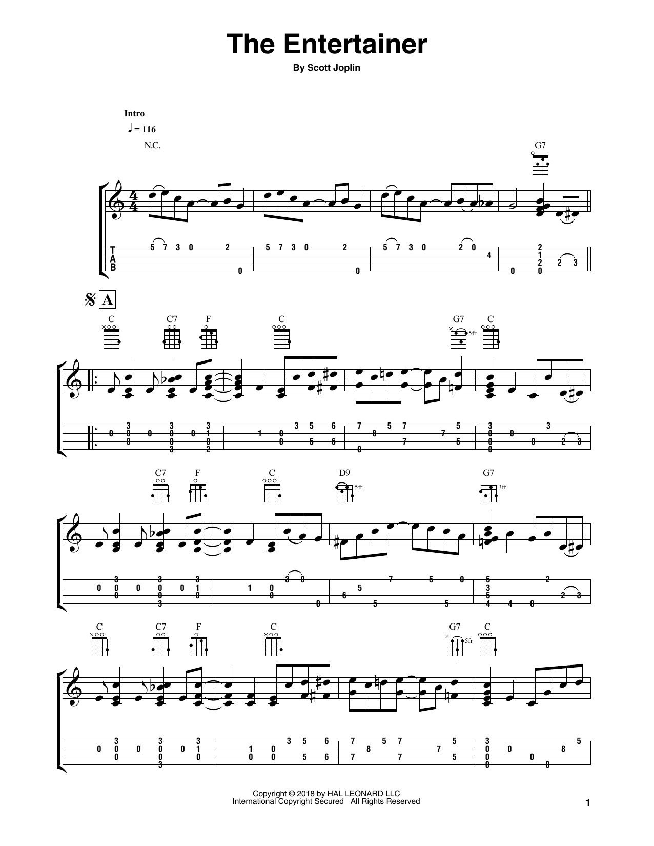 Download Fred Sokolow The Entertainer Sheet Music and learn how to play Easy Ukulele Tab PDF digital score in minutes