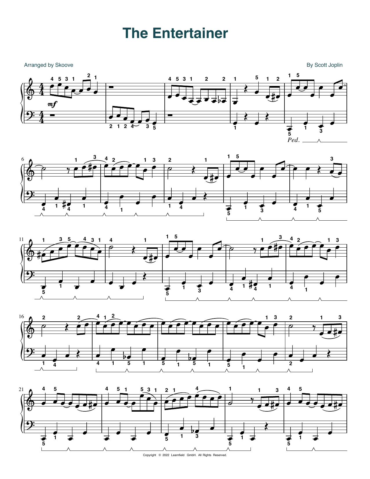 Download Scott Joplin The Entertainer (arr. Skoove) Sheet Music and learn how to play Piano Solo PDF digital score in minutes