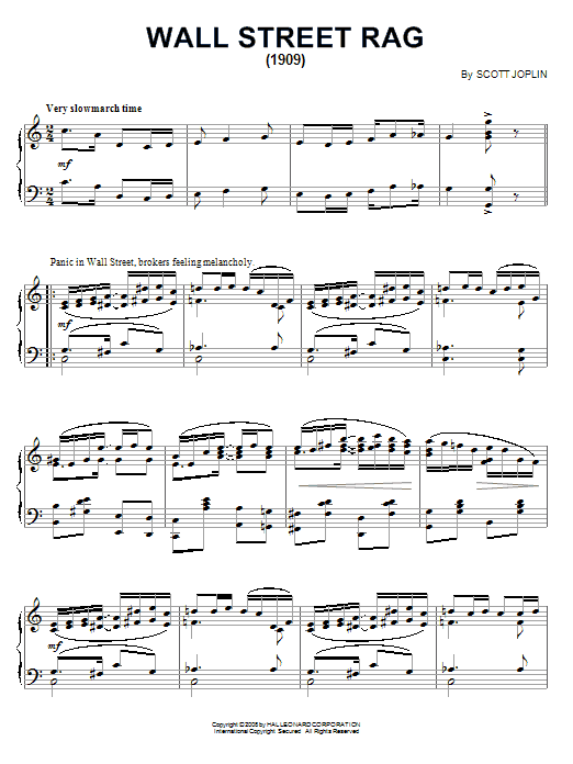 Download Scott Joplin Wall Street Rag (1909) Sheet Music and learn how to play Piano PDF digital score in minutes