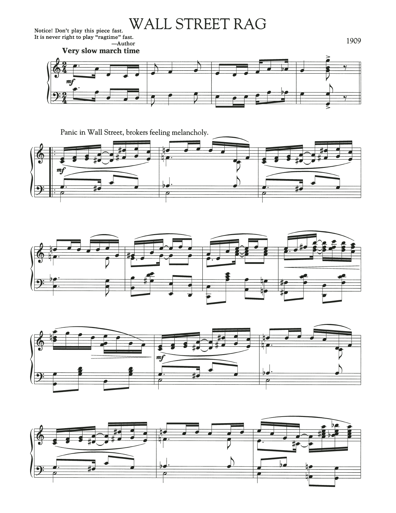 Download Scott Joplin Wall Street Rag Sheet Music and learn how to play Piano Solo PDF digital score in minutes