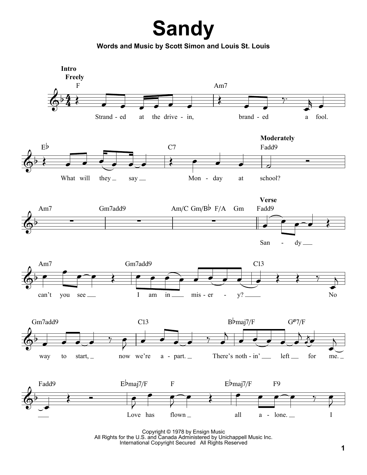 Download Scott Simon Sandy Sheet Music and learn how to play Voice PDF digital score in minutes