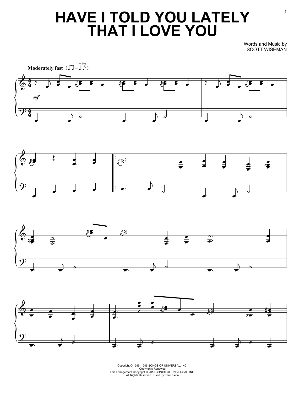 Download Scott Wiseman Have I Told You Lately That I Love You Sheet Music and learn how to play Piano PDF digital score in minutes