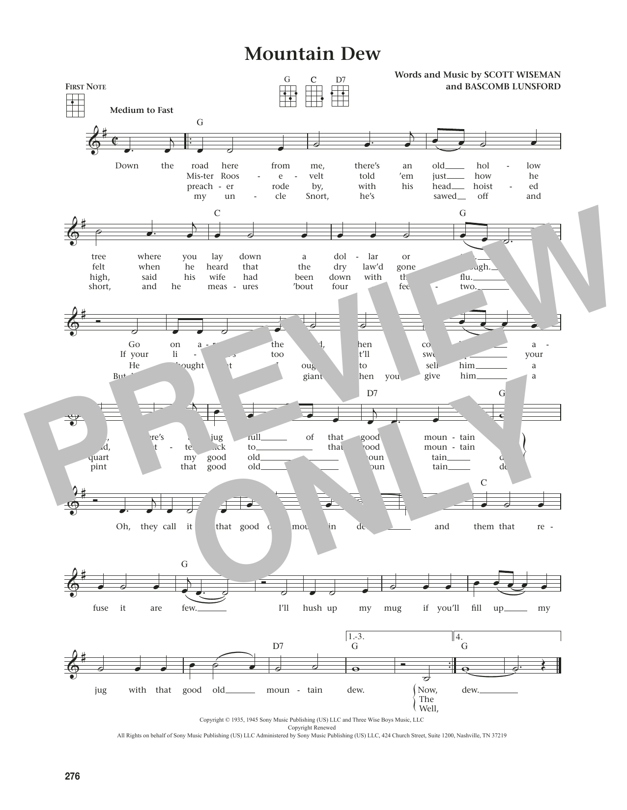 Download Scott Wiseman Mountain Dew (from The Daily Ukulele) (arr. Jim Beloff) Sheet Music and learn how to play Ukulele PDF digital score in minutes