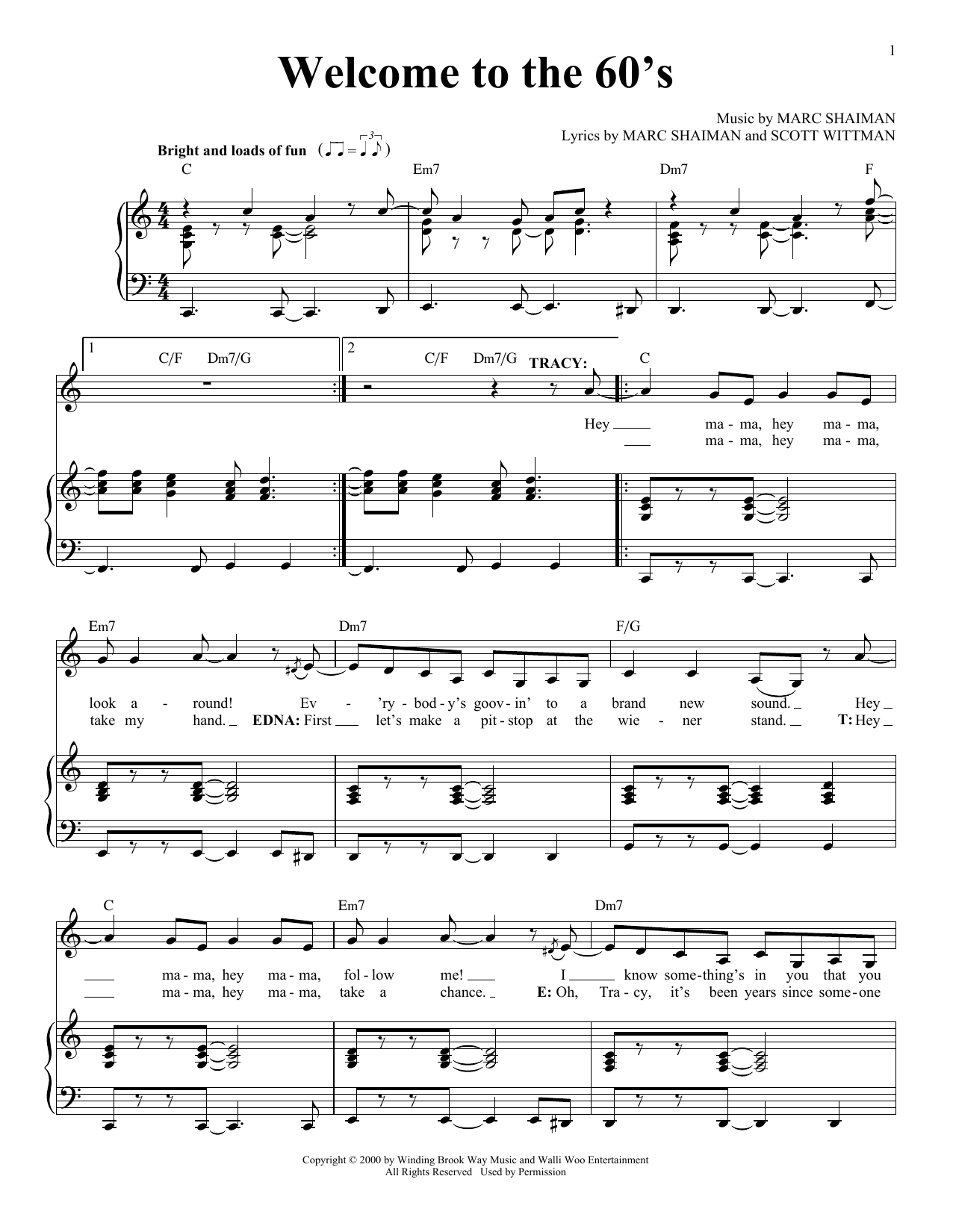 Download Scott Wittman Welcome To The 60's Sheet Music and learn how to play Piano & Vocal PDF digital score in minutes