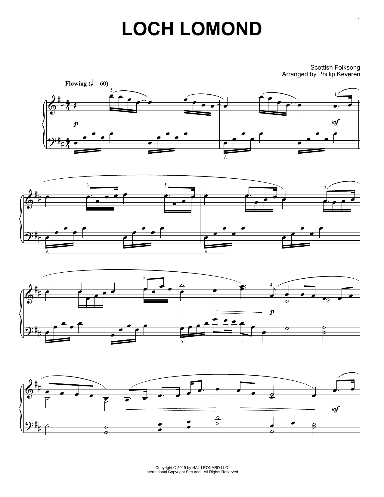 Download Scottish Folksong Loch Lomond (arr. Phillip Keveren) Sheet Music and learn how to play Piano Solo PDF digital score in minutes