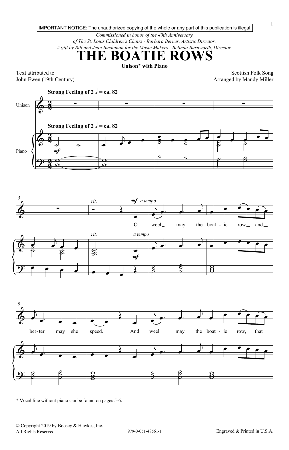 Download Scottish Folksong The Boatie Rows (arr. Mandy Miller) Sheet Music and learn how to play Unison Choir PDF digital score in minutes