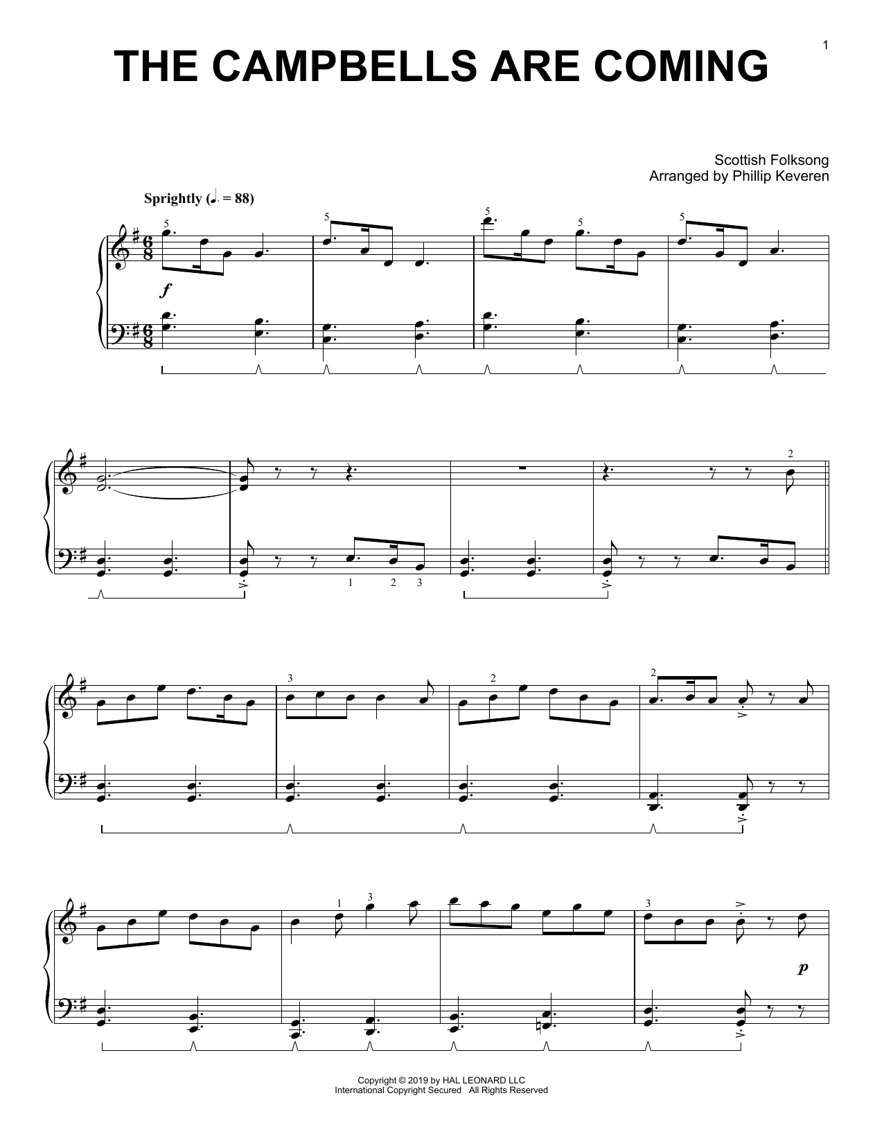 Download Scottish Folksong The Campbells Are Coming (arr. Phillip Keveren) Sheet Music and learn how to play Piano Solo PDF digital score in minutes