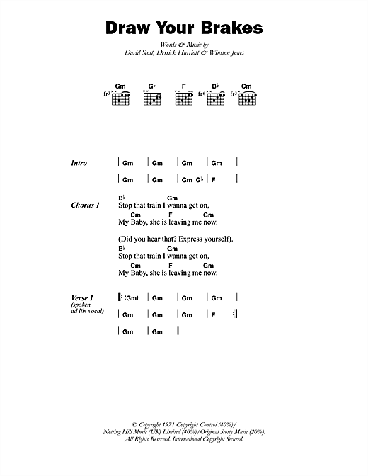 Download Scotty Draw Your Brakes Sheet Music and learn how to play Lyrics & Chords PDF digital score in minutes