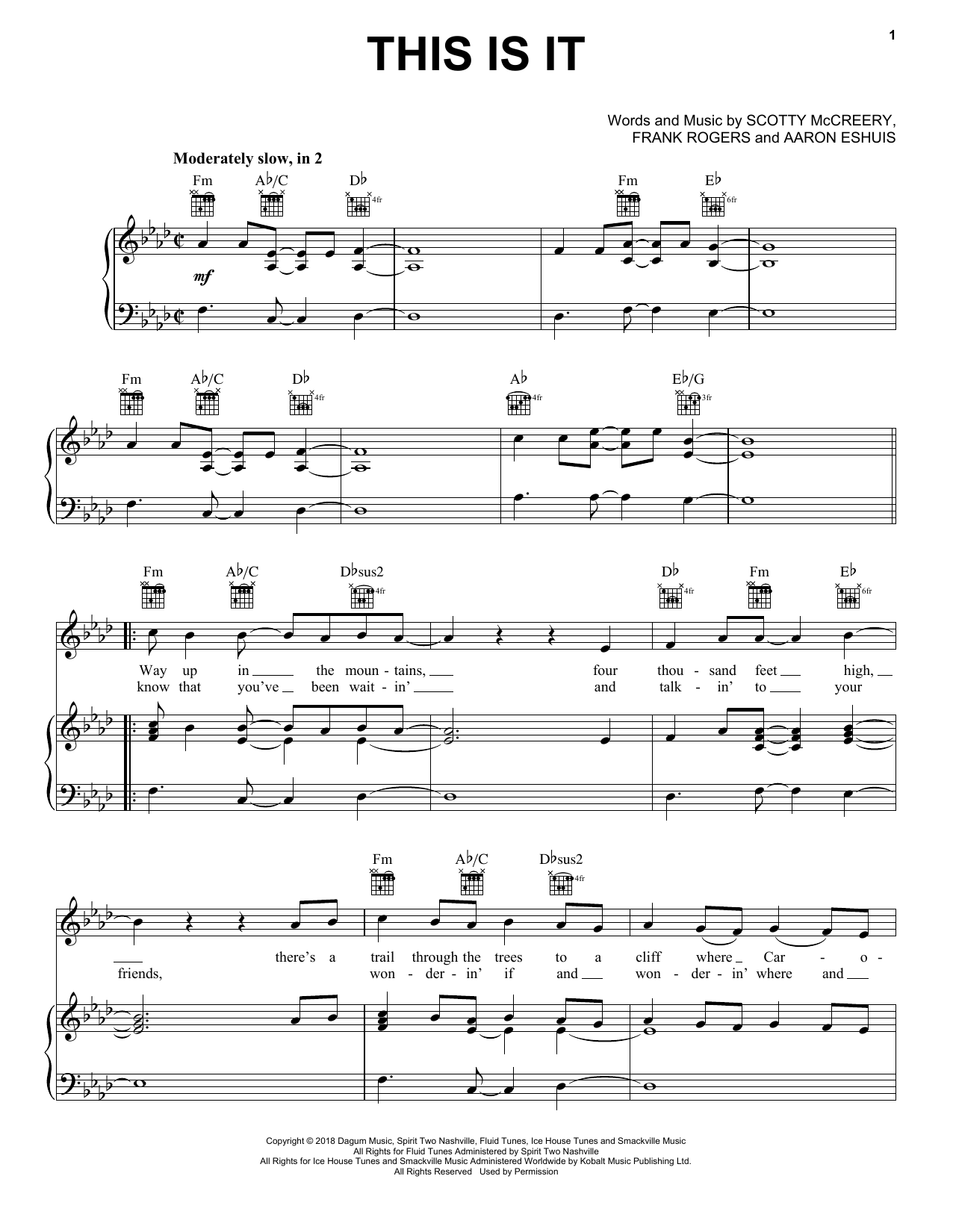 Download Scotty McCreery This Is It Sheet Music and learn how to play Piano, Vocal & Guitar Chords (Right-Hand Melody) PDF digital score in minutes