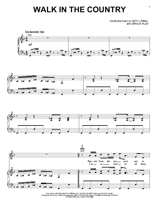 Download Scotty McCreery Walk In The Country Sheet Music and learn how to play Piano, Vocal & Guitar (Right-Hand Melody) PDF digital score in minutes