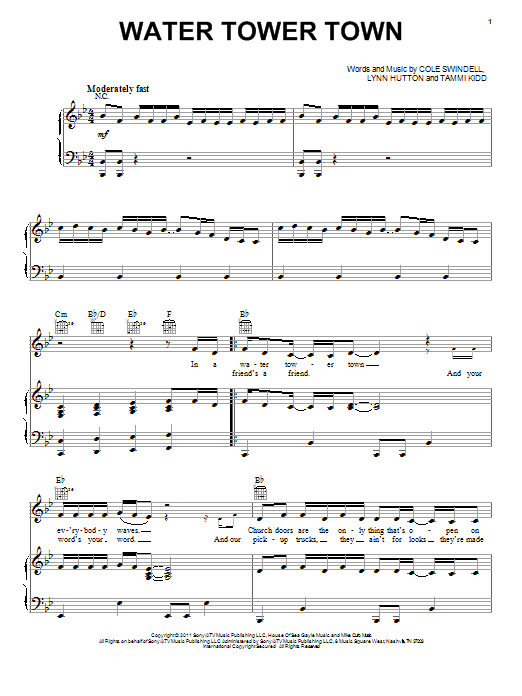 Download Scotty McCreery Water Tower Town Sheet Music and learn how to play Piano, Vocal & Guitar (Right-Hand Melody) PDF digital score in minutes