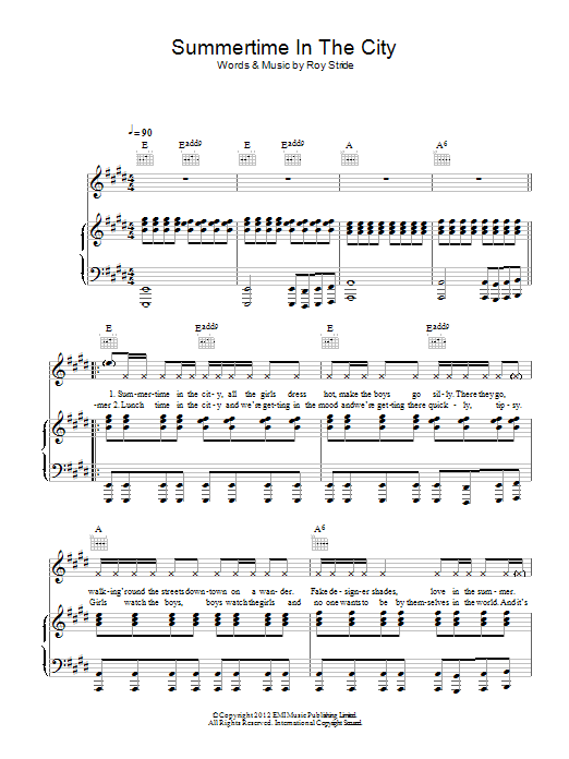 Download Scouting For Girls Summertime In The City Sheet Music and learn how to play Easy Piano PDF digital score in minutes