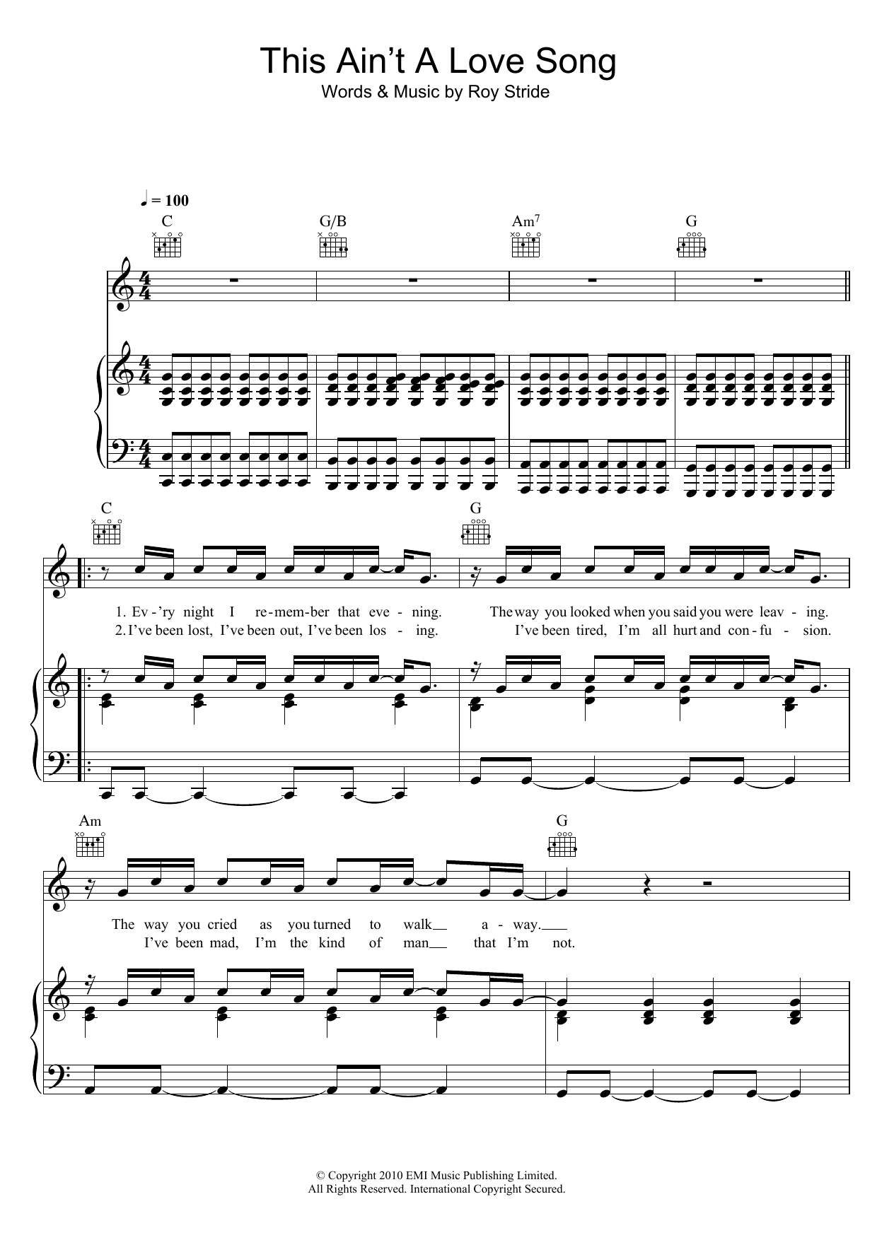 Download Scouting For Girls This Ain't A Love Song Sheet Music and learn how to play Piano, Vocal & Guitar (Right-Hand Melody) PDF digital score in minutes