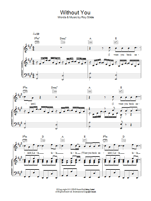 Download Scouting For Girls Without You Sheet Music and learn how to play Piano, Vocal & Guitar (Right-Hand Melody) PDF digital score in minutes