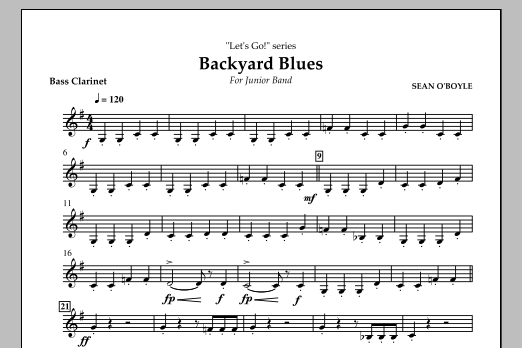 Download Sean O'Boyle Backyard Blues - Bass Clarinet Sheet Music and learn how to play Concert Band PDF digital score in minutes