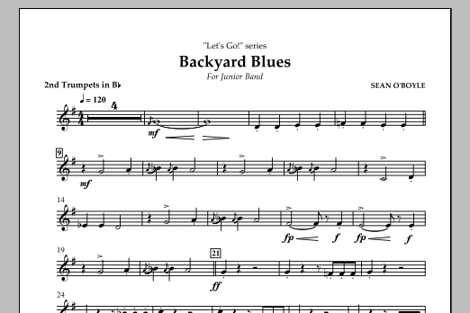 Download Sean O'Boyle Backyard Blues - Bb Trumpet 2 Sheet Music and learn how to play Concert Band PDF digital score in minutes