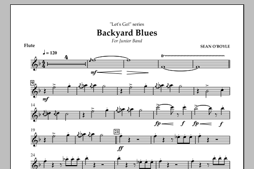 Download Sean O'Boyle Backyard Blues - Flute Sheet Music and learn how to play Concert Band PDF digital score in minutes