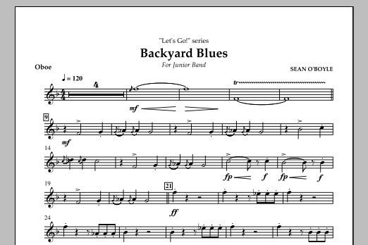 Download Sean O'Boyle Backyard Blues - Oboe Sheet Music and learn how to play Concert Band PDF digital score in minutes