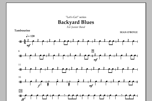 Download Sean O'Boyle Backyard Blues - Tambourine Sheet Music and learn how to play Concert Band PDF digital score in minutes