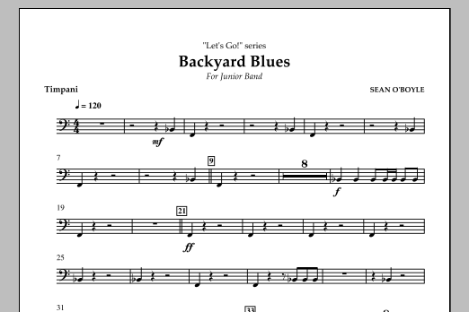 Download Sean O'Boyle Backyard Blues - Timpani Sheet Music and learn how to play Concert Band PDF digital score in minutes