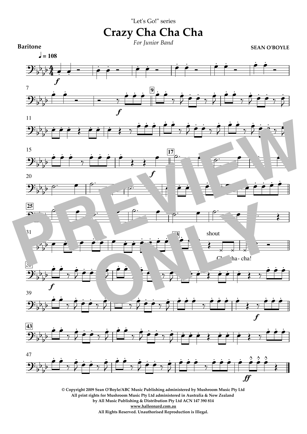 Download Sean O'Boyle Crazy Cha Cha Cha - Baritone Sheet Music and learn how to play Concert Band PDF digital score in minutes