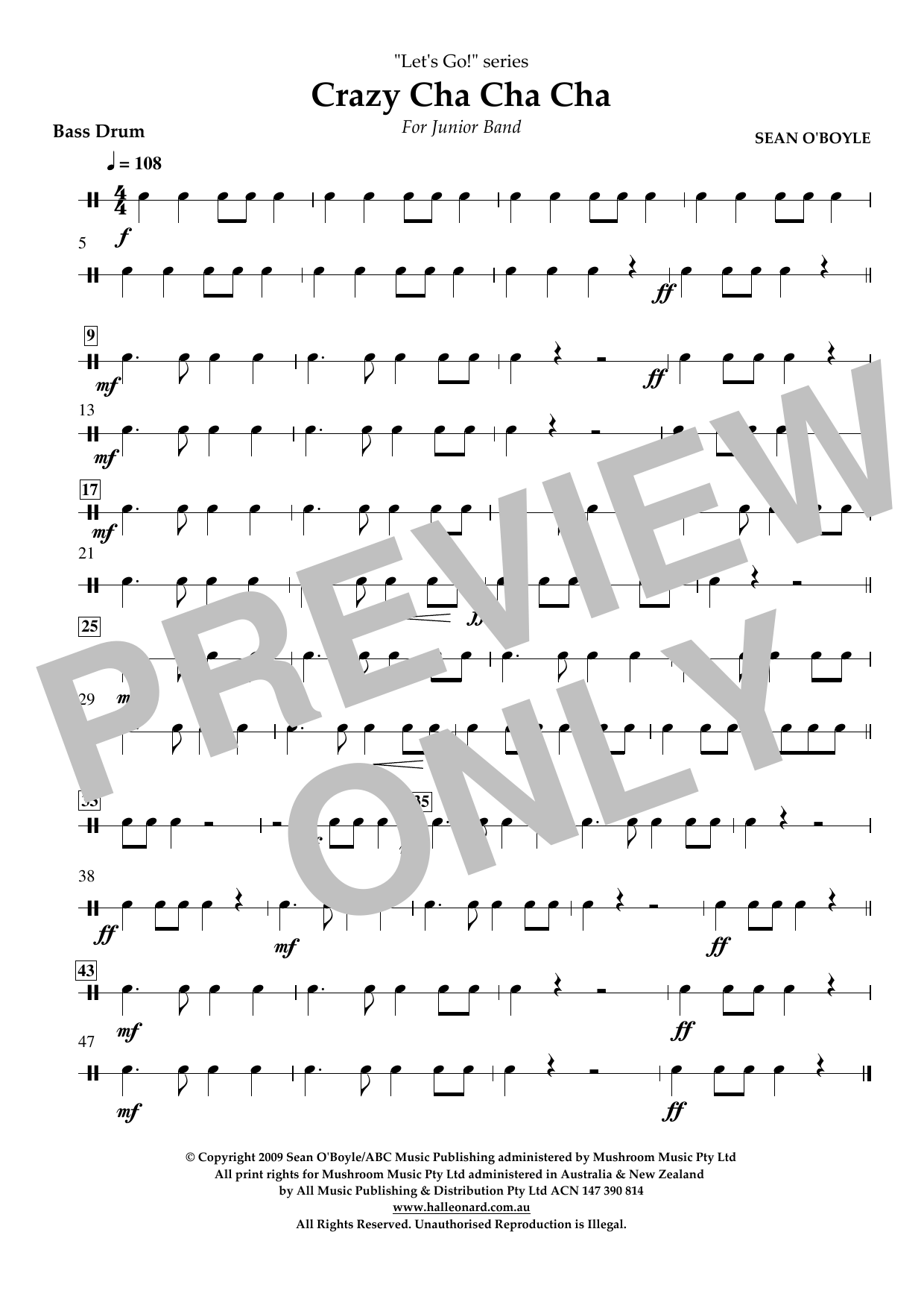 Download Sean O'Boyle Crazy Cha Cha Cha - Bass Drum Sheet Music and learn how to play Concert Band PDF digital score in minutes