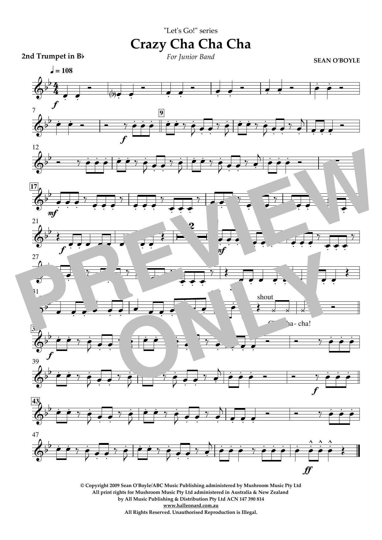 Download Sean O'Boyle Crazy Cha Cha Cha - Bb Trumpet 2 Sheet Music and learn how to play Concert Band PDF digital score in minutes