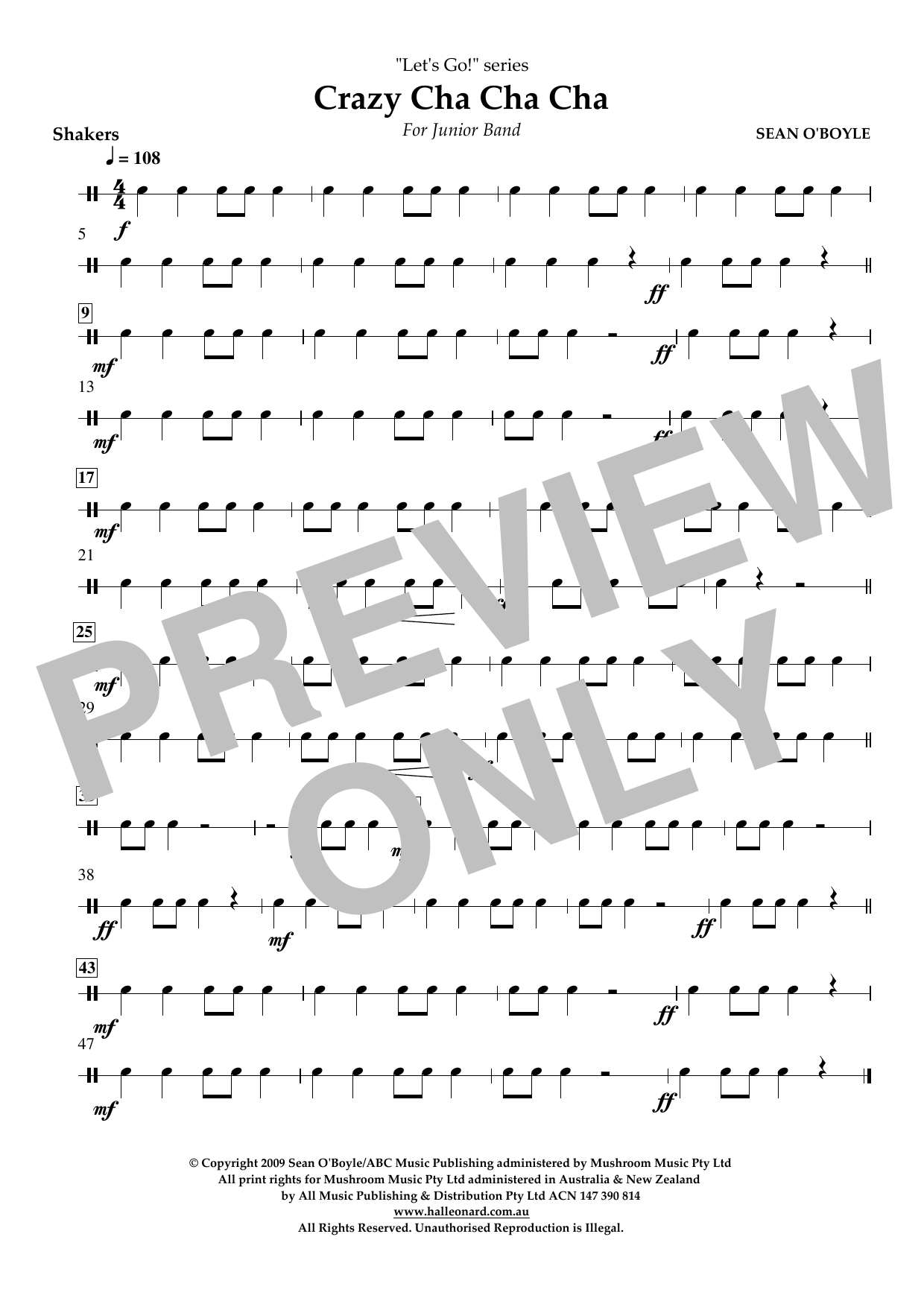 Download Sean O'Boyle Crazy Cha Cha Cha - Shaker Sheet Music and learn how to play Concert Band PDF digital score in minutes