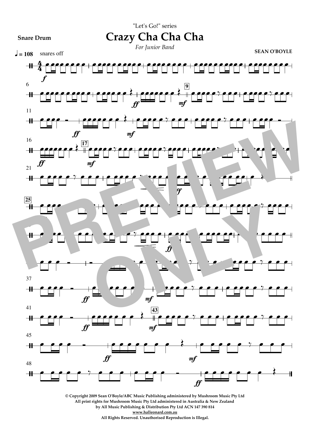 Download Sean O'Boyle Crazy Cha Cha Cha - Snare Drum Sheet Music and learn how to play Concert Band PDF digital score in minutes