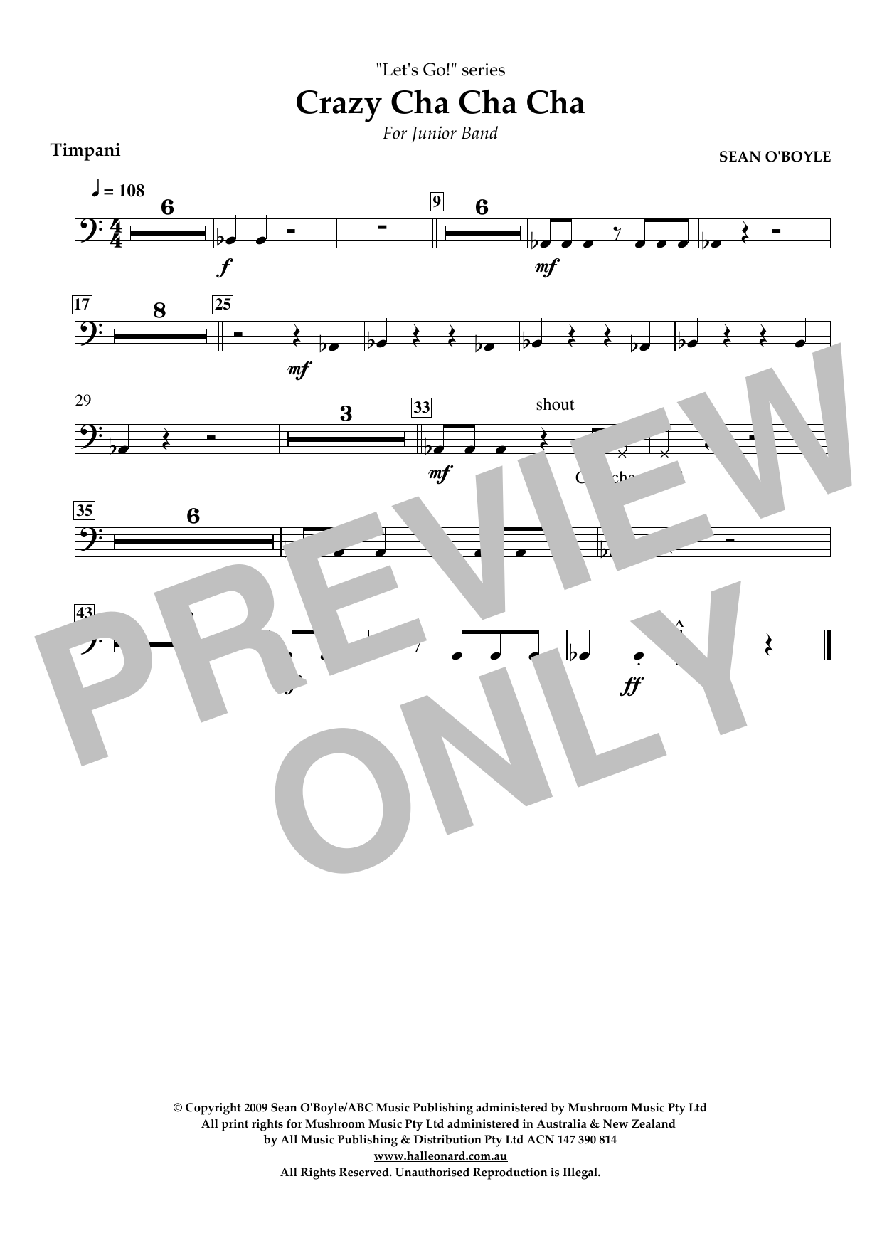 Download Sean O'Boyle Crazy Cha Cha Cha - Timpani Sheet Music and learn how to play Concert Band PDF digital score in minutes
