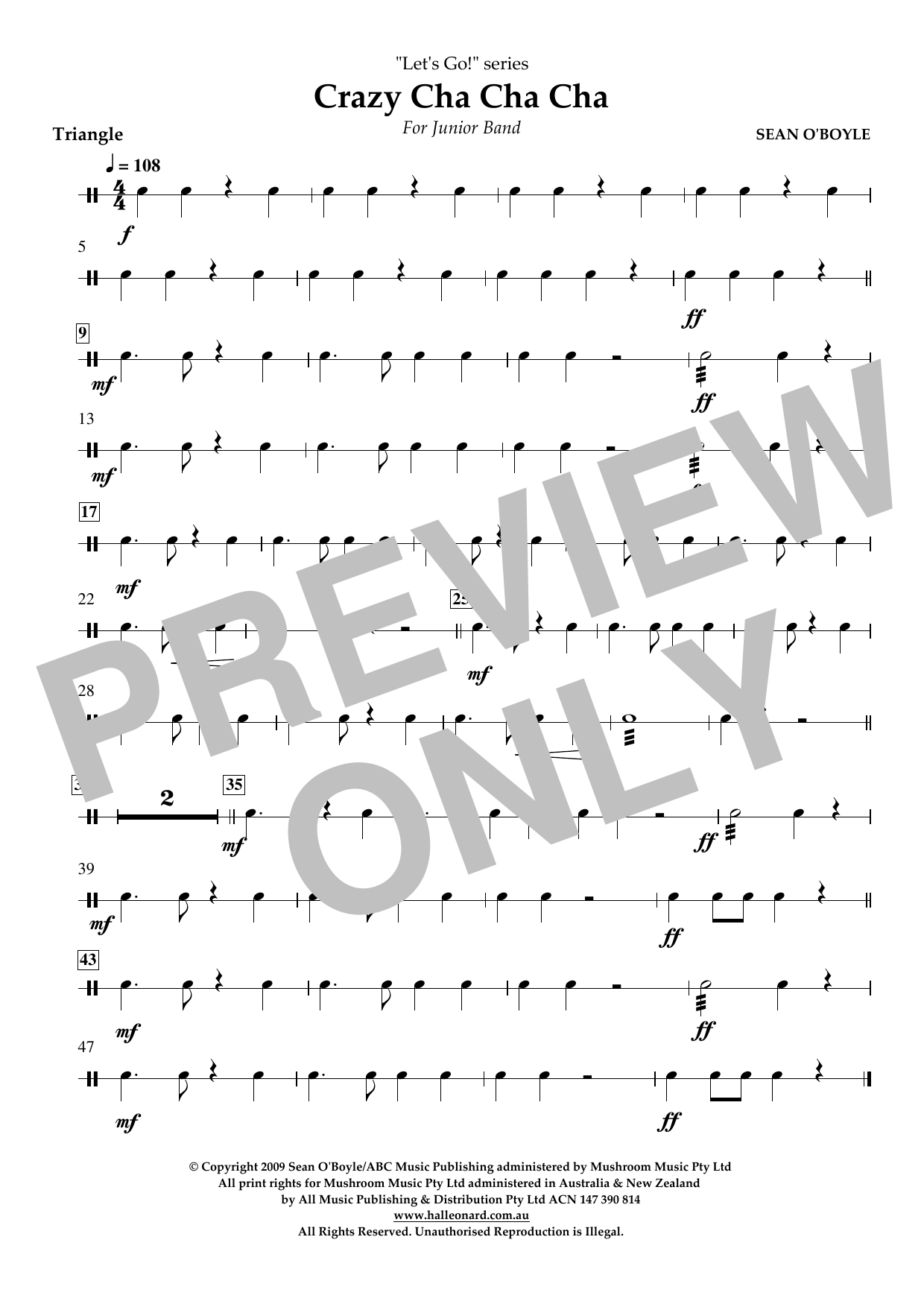 Download Sean O'Boyle Crazy Cha Cha Cha - Triangle Sheet Music and learn how to play Concert Band PDF digital score in minutes