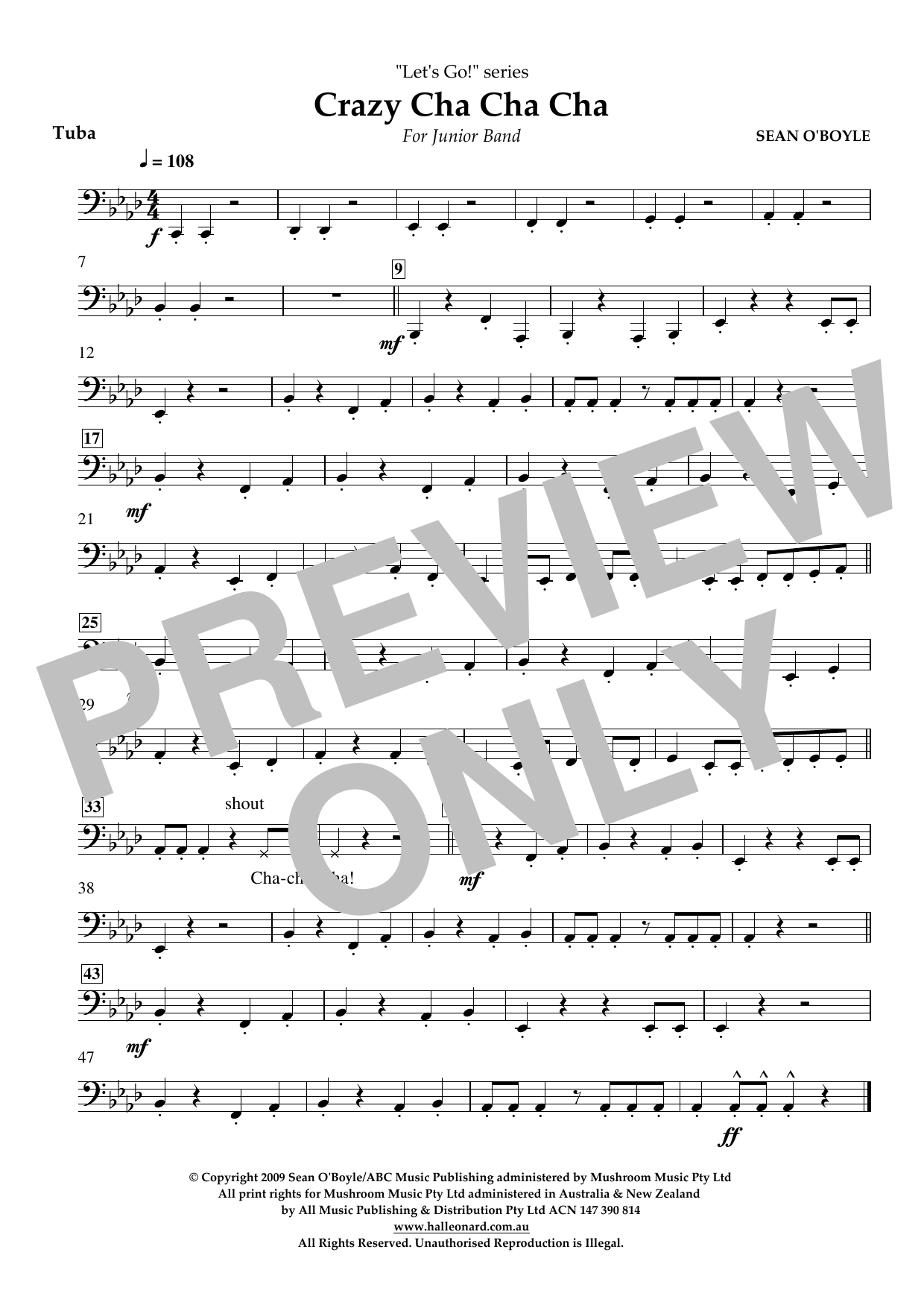 Download Sean O'Boyle Crazy Cha Cha Cha - Tuba Sheet Music and learn how to play Concert Band PDF digital score in minutes