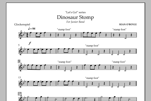 Download Sean O'Boyle Dinosaur Stomp - Glockenspiel Sheet Music and learn how to play Concert Band PDF digital score in minutes